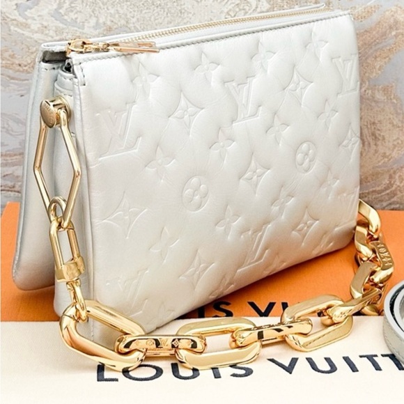 SOLD Louis Vuitton Coussin BB Monogram Silver Lambskin Embossed Bag - Picture 4 of 16